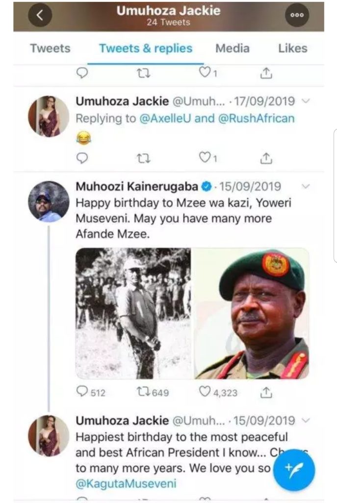 Jackie Umuhoza tweet to Museveni 