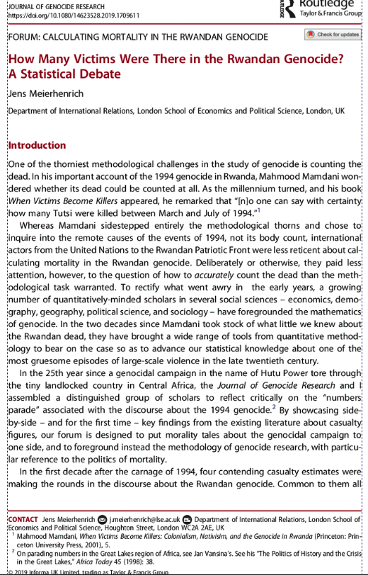 How Many Victims Were There in the Rwandan Genocide? A Statistical Debate