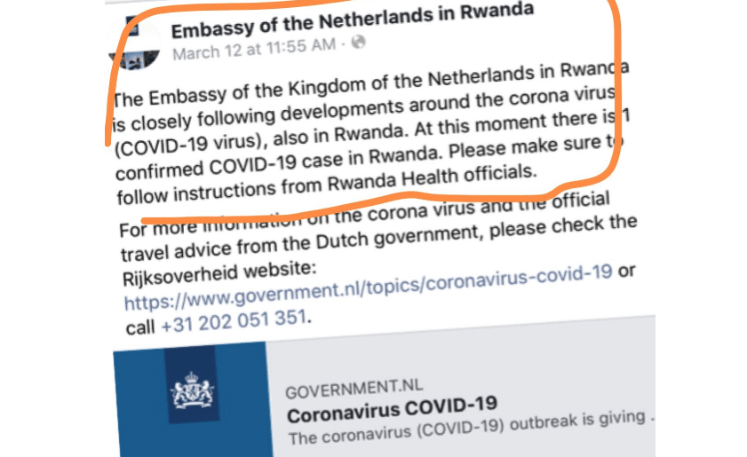 Kagame Govt Was Forced To Announce The Covid19 Case By The Dutch Embassy’s Disclosure Of The Case