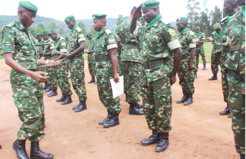 Lt. Gen. Prime Niyongabo The head of the National Defense Force of Burundi issues certificates to platoon commanders in February