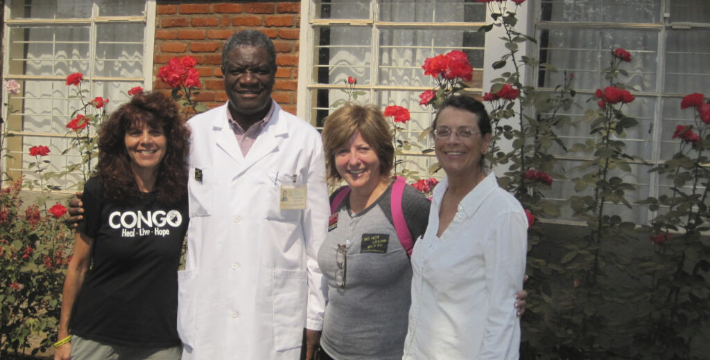 Dr. Denis Mukwege with Jewish World Watch board members Diana Buckhantz, Janice Kamenir-Reznik and Diane Kabat 