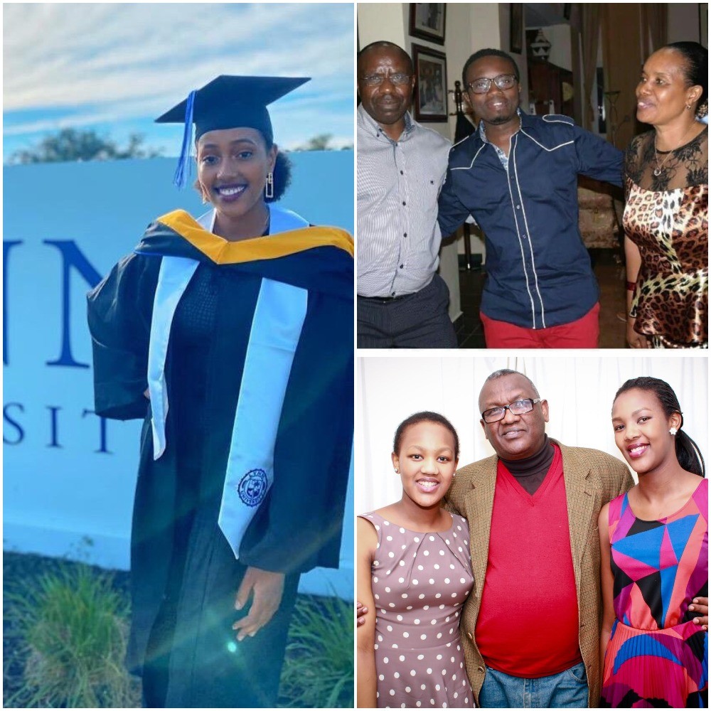 Daughter of moneyed businessman Nkubili Alfred (LEFT), Mucyo Apollo with his Dad former PM Dr Pierre Damien Habumuremyi with mother, and Shadari and her sister Elizabeth with their Dad Brig Gen (Rtd) Frank Rusagara